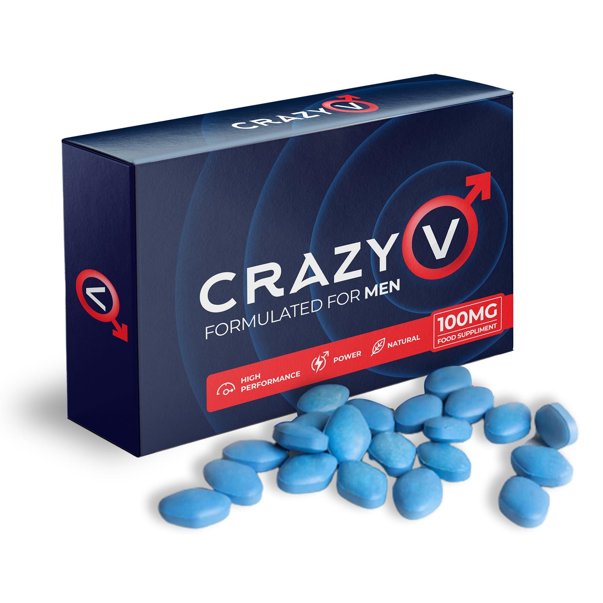 Crazy V Crazy V Blue Fast-Acting 100mg Tablets: Strong Performance & Stamina Booster for Men - High Power Pills Endurance & Firmness Enhancing Male Herbal & Food Supplement (30 Count (Pack of 1))