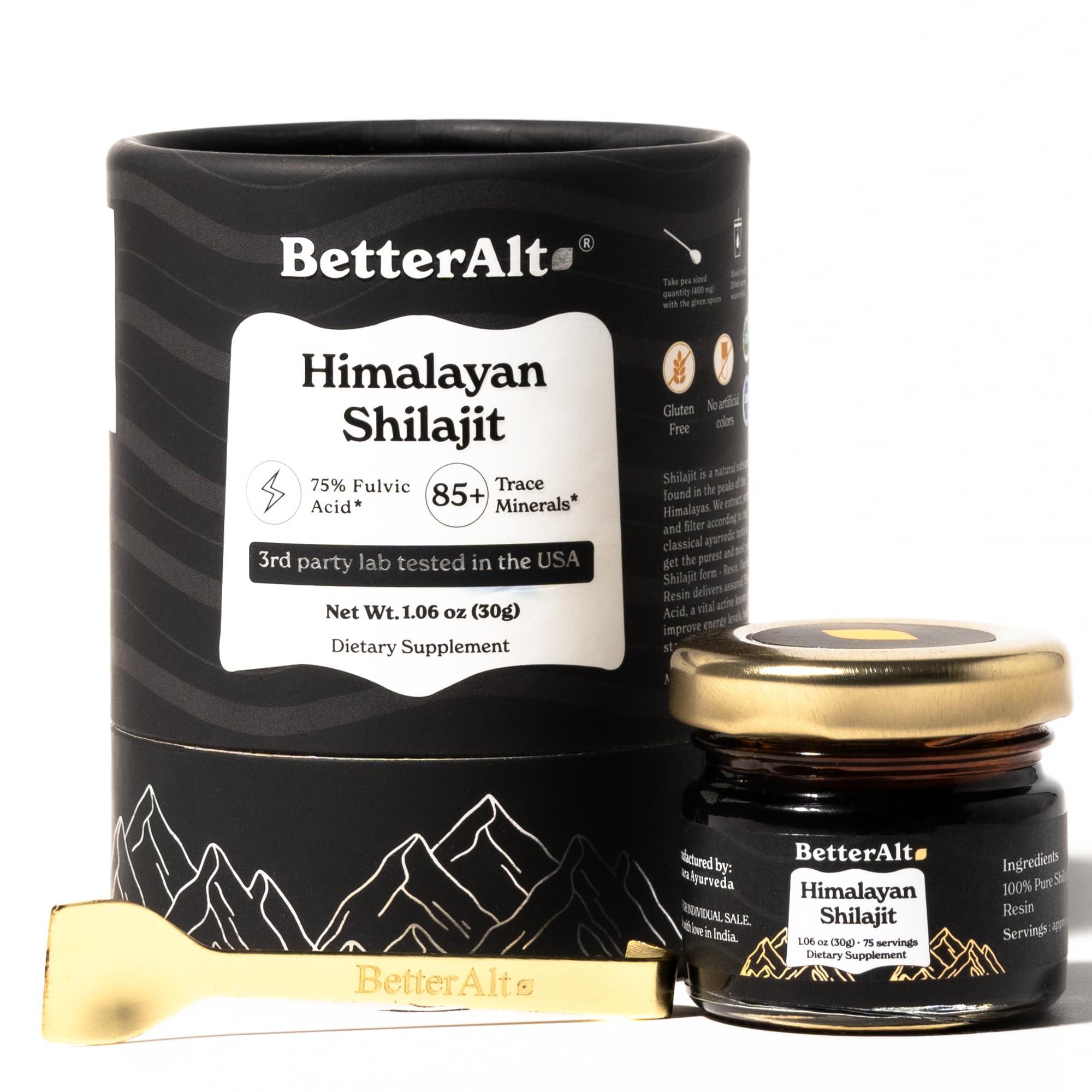 Better Alt Better Alt Pure Himalayan Shilajit Resin High Potency Gold Grade for Men & Women| 75 Servings for Energy Boost & Immune Support, 75%+ Fulvic Acid, with Lab Test Report,400mg