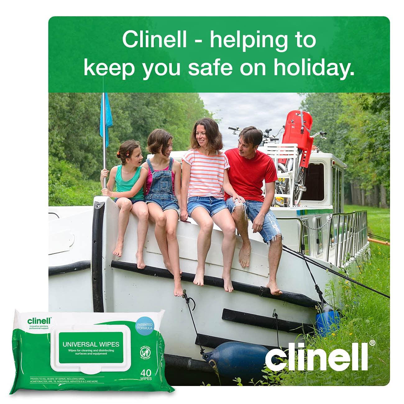 Clinell Clinell Universal Cleaning and Disinfectant Wipes for Surfaces - Pack of 120 Wipes - Multi Purpose Wipes, Kills 99.99% of Germs, Quick Action