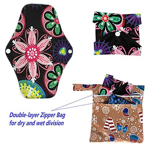 ZCOINS ZCOINS 10PCS Reusable Sanitary Towels Women Hygiene Sanitary Pads for Day and Medium Flow, Washable Bamboo Cloth (26 x 18cm)
