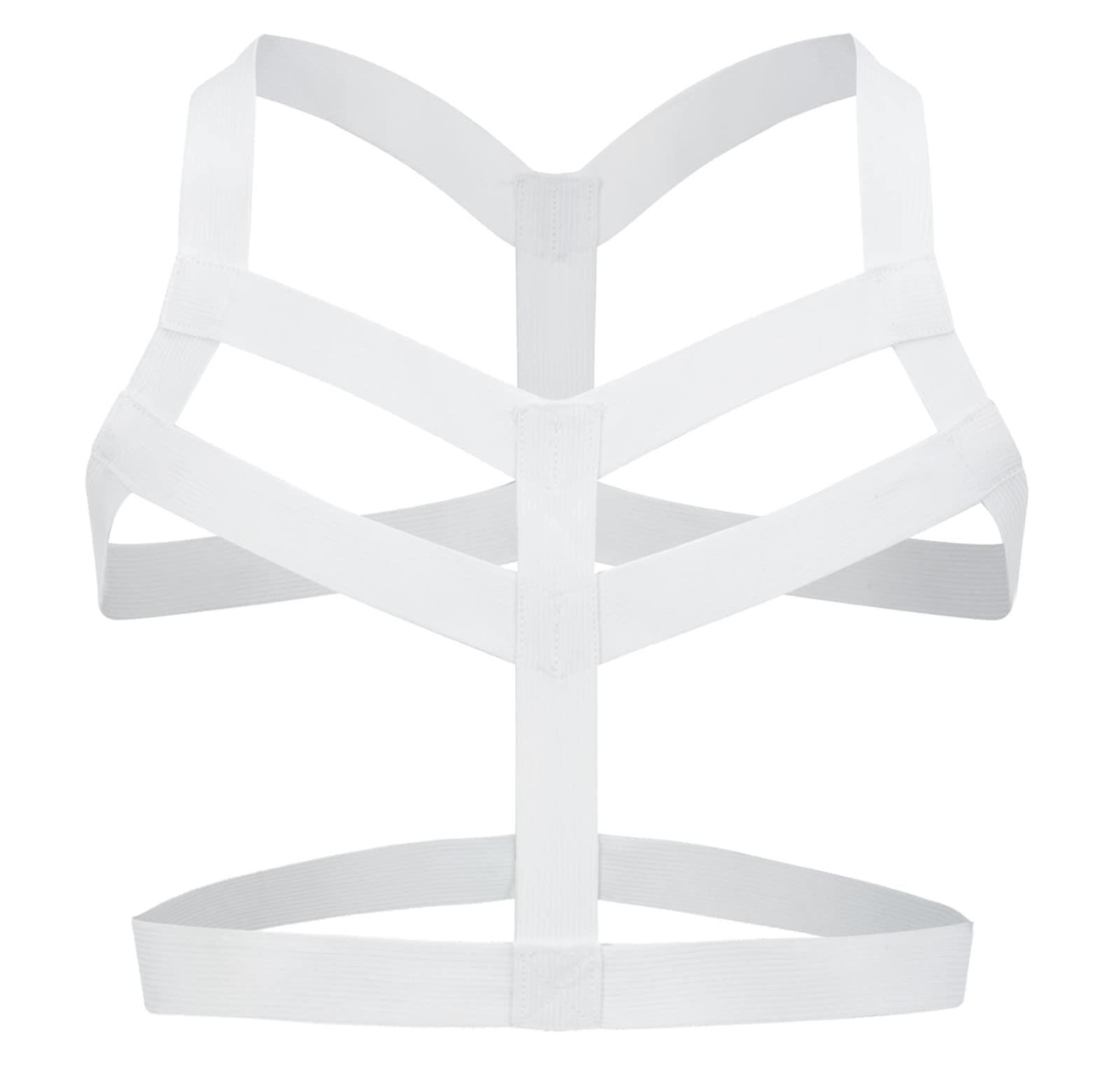 DKEGIFF DKEGIFF Men's Nylon Harness Belt Body Chest Harness Belt Elastic Shoulder Strap Exotic Apparel Male Corset One Size, White, One Size