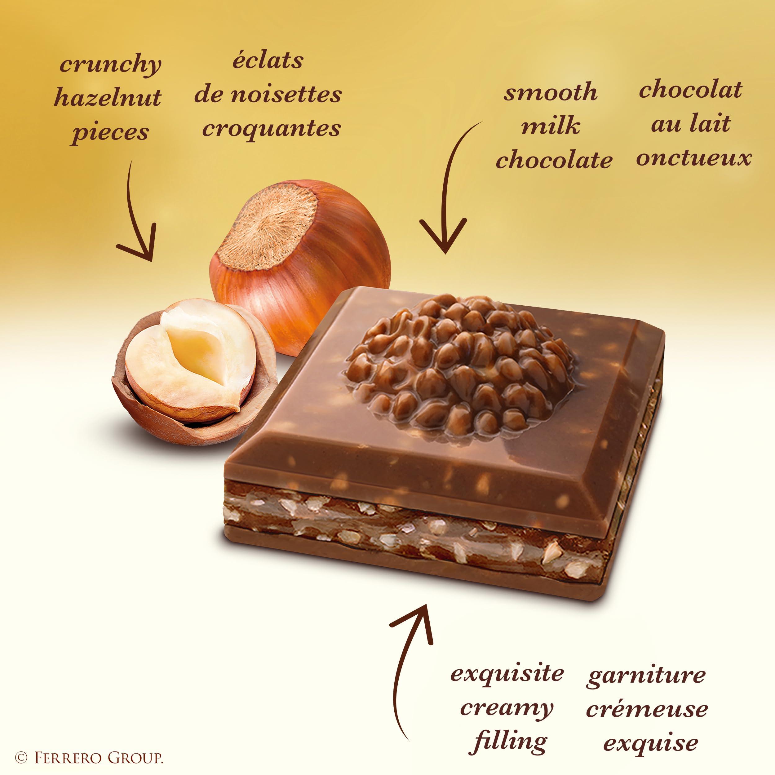 Ferrero Rocher FERRERO ROCHER Premium Chocolate Bar, Milk Chocolate and Hazelnut Bar, 8 bars, 720 g