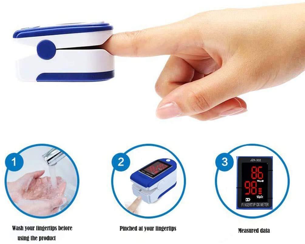 YNR Finger Pulse Oximeter Digital Thermometer LED Display Oxygen Saturation Monitor, Pulse Oxymeter Finger Adult Child, Heart Rate Monitor, Test for Sp02 Blood Oxygen Concentration (Includes Batteries)