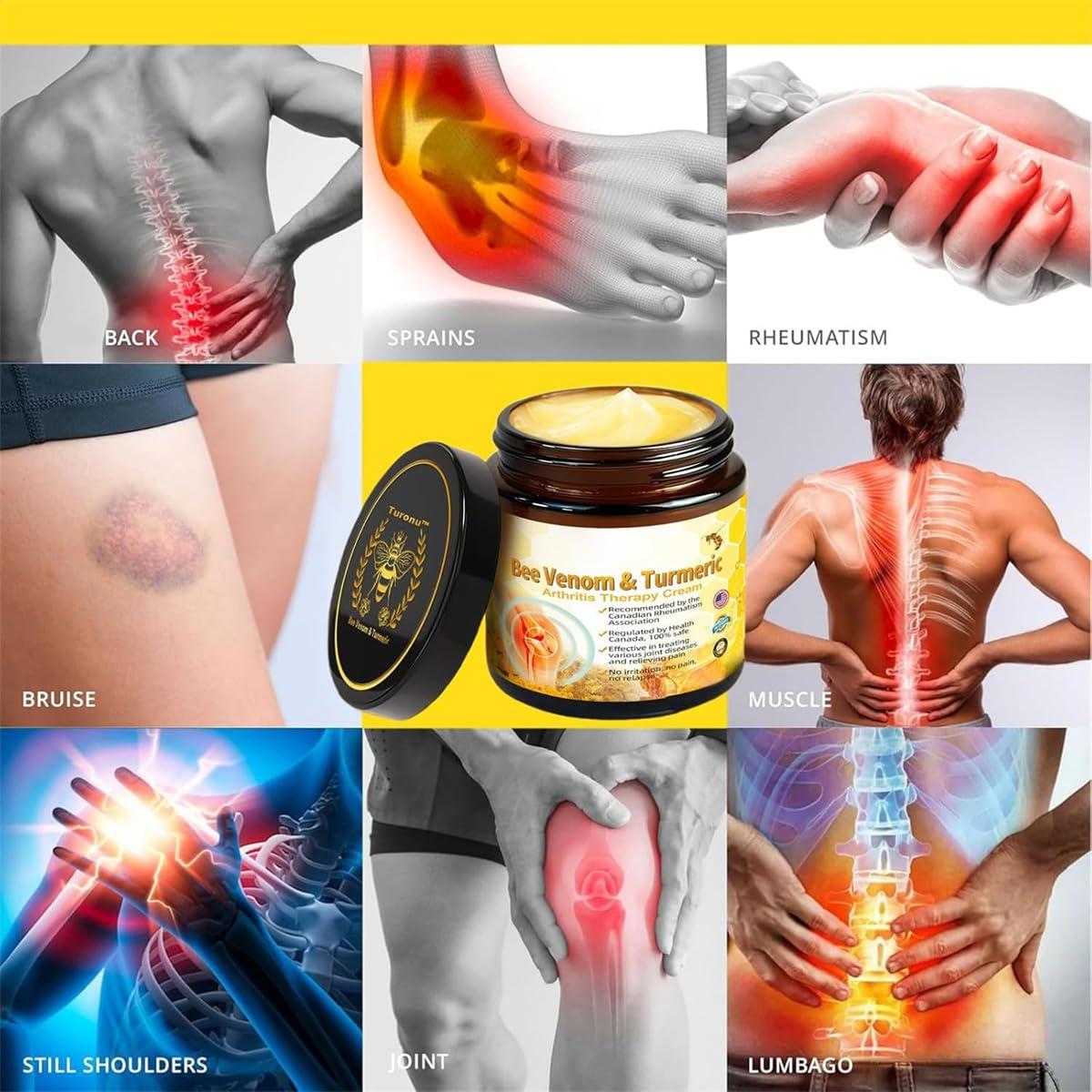 Rietoiu Turanu Bee Venom Turmeric Treatment Cream, Professional Bee Venom Joint Therapy Pain Relief Gel, New Zealand Bee Venom Joint Relief Gel Effective Relief for Back, Neck, Hands, Knee (1 Pcs)