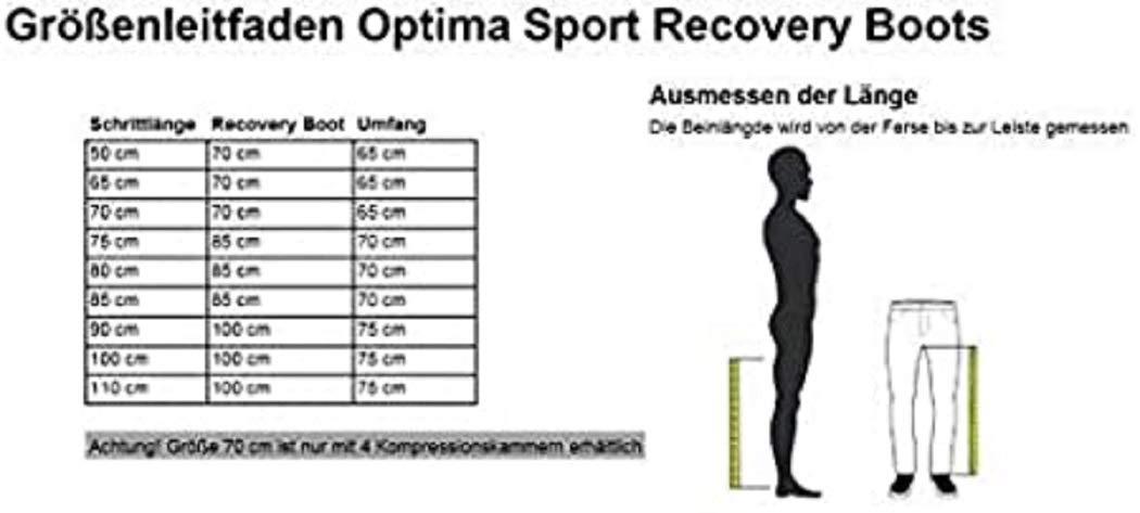 OptimaSport OptimaSport Recovery Boots with 8 champers| Premium Massage Device with Leg Cuffs | 8 deactivatable air Chambers | 4 Massage programmes | Easy to Set Pressure and time | Length 100 cm