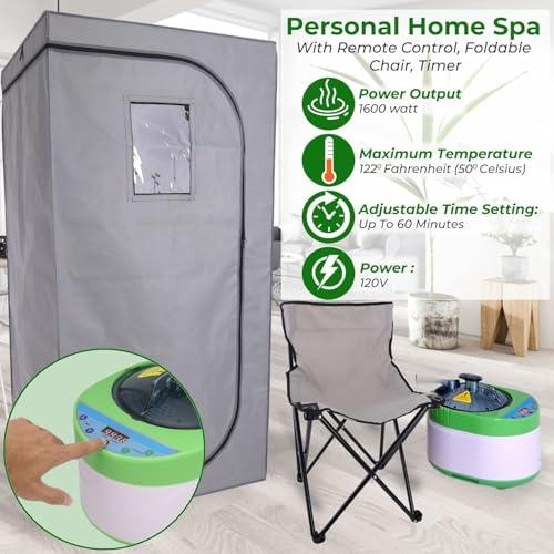 SereneLife SereneLife Portable Sauna, Full Size Infrared Home Spa, indoor sauna tent, steam room, home sauna tent, steam sauna tent, One Person Sauna box for home, with Free Heating Foot Pad and Portable Chair