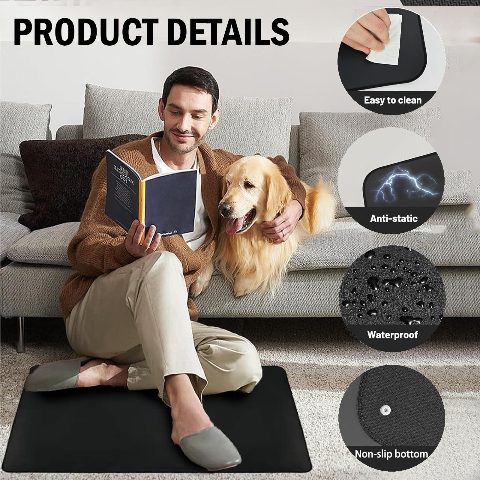 YREYBN Grounding Mat Earthing UK for Improved Sleep, Grounding Mat with 4.5M Cord, 30x60cm Earth Mat Grounding Sheet for Improved Sleep, Reduced Anxiety, Pain, Inflammation, Headache Relief