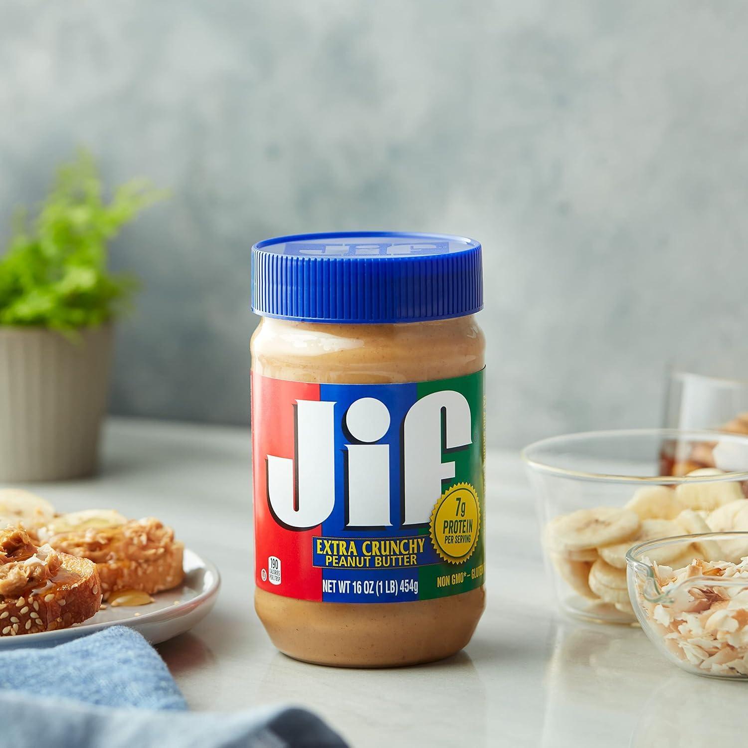 Jif Jif Extra Crunchy Peanut Butter, 16 Ounces (Pack of 12)