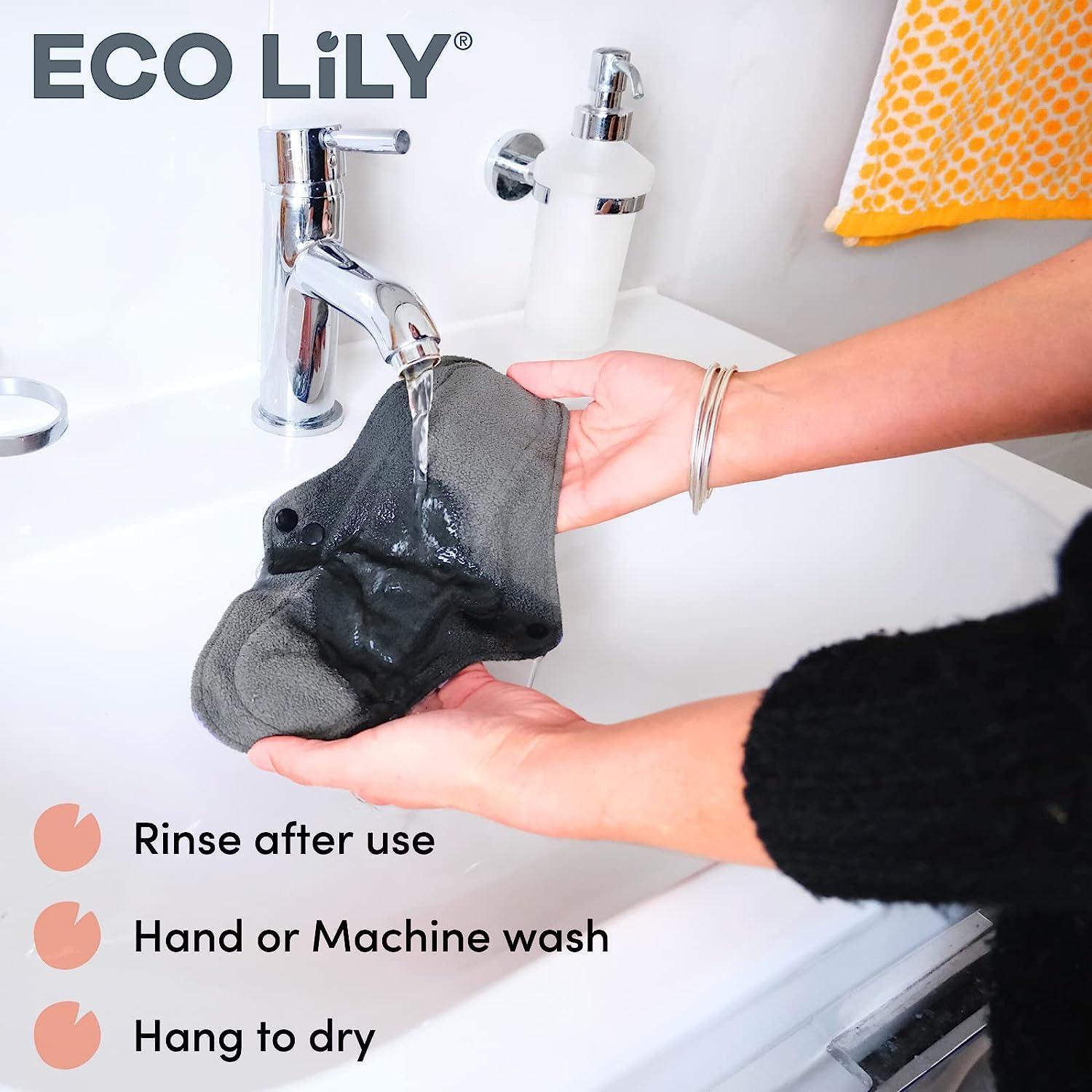 Eco Lily Eco Lily Reusable Sanitary Pads - Sanitary Towels - Period Pads Leakproof Odour-Absorbing Charcoal Bamboo Pads (4 Pk Extra Heavy Flow)