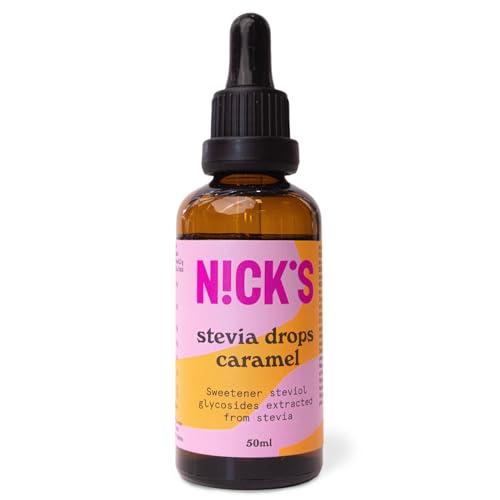 NICK'S Join our Fight on Sugar Nicks Caramel Stevia Drops (50ml) Sugar Free Zero Calorie Liquid Flavoured Keto Sweetener Gluten Free Low Carb Sugar Substitute Alternative