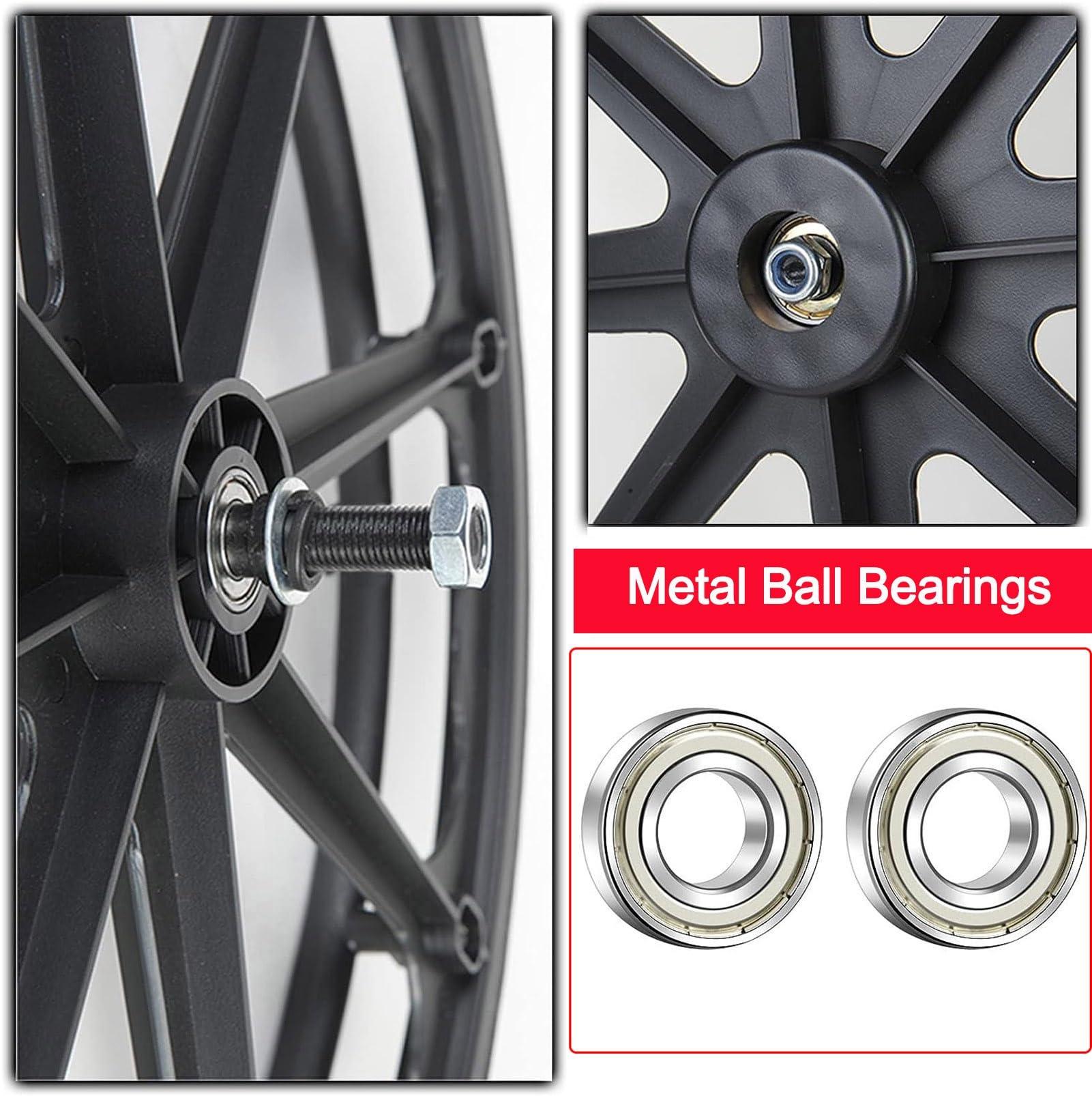 W.H HOME 24" Wheelchair Wheels Non-Pneumatic (Pair), 241 3/8 Rear Wheel Replacement Parts, Polyurethane Solid Tires for Most Manual Wheelchairs, 12mm Bearing Hole