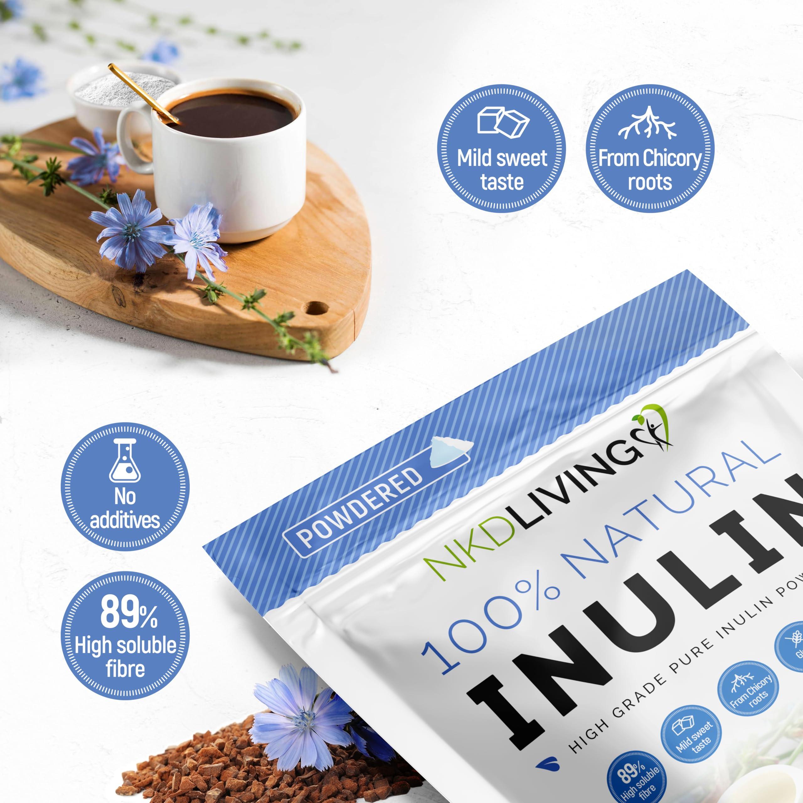 NKD Living NKD Living Inulin High Grade Prebiotic Fibre Powder (1 Kg) - Manufactured in The EU - Fibre Prebiotic Supplement