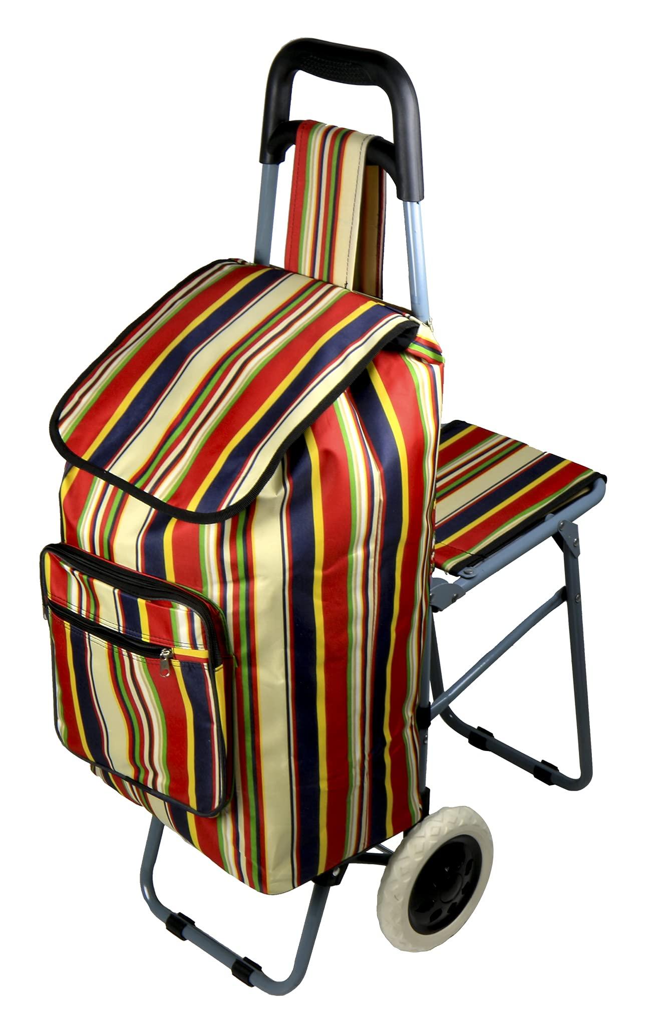 Lifemax Lifemax Leisure Shopping Trolley with Seat Lightweight, Foldable, Large Capacity with Easy-Roll Wheels, Perfect for Groceries, Travel, & Outdoor Use and Great for Senior Mobility