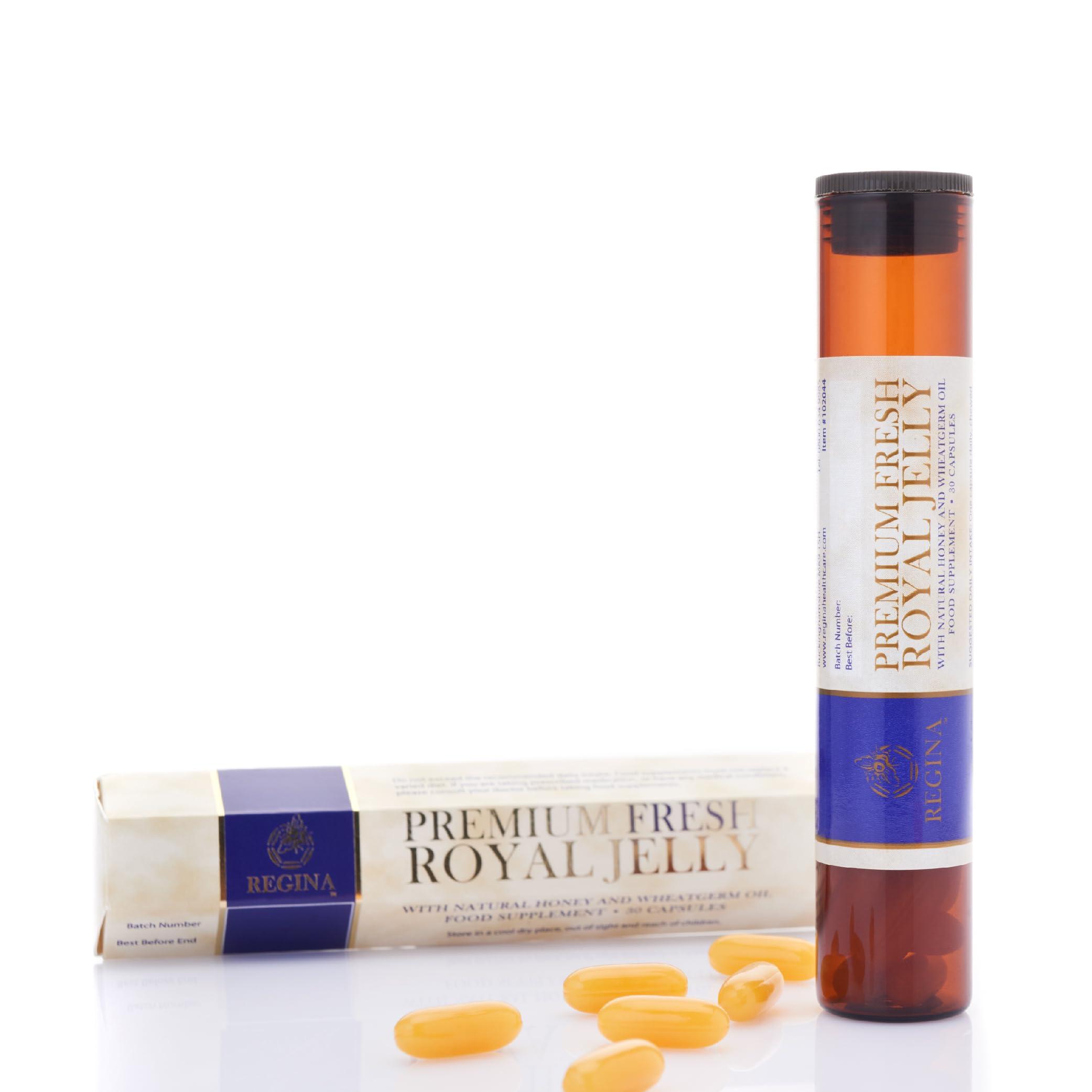 Regina Royal Regina Premium Fresh Royal Jelly: 30 Softgel Capsules with 200mg Organic Royal Jelly (Australian Source) & Acacia Honey, Minimum 6% 10-HDA. Supports Immunity, Energy, Cellular Health