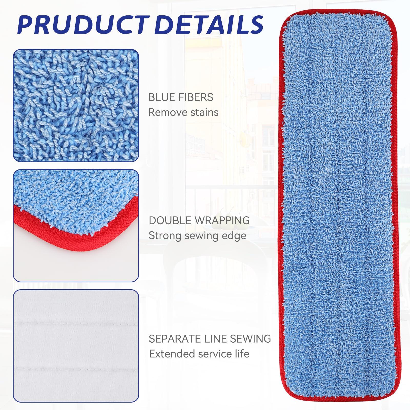 BeiLan Replacement Microfiber Pad for Rubbermaid Commercial 18.5 Inch Mop Head - 6 Pack Wet & Dry Commercial Cleaning Refills Reusable Mops Refills Fit for Any Microfiber Flat Mop System 18.5"