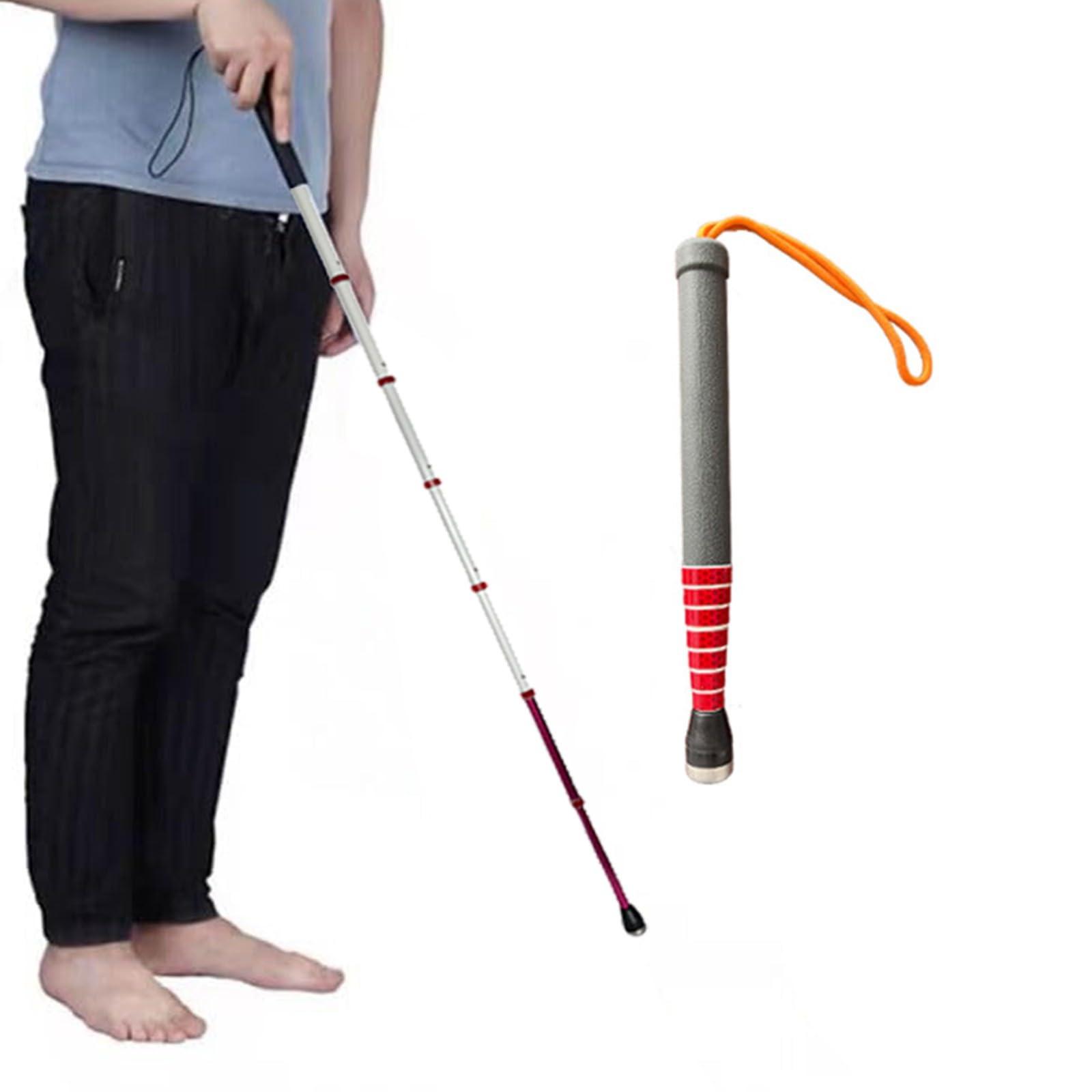 SEIBES Folding Blind Cane, 8 Sections Titanium Alloy Blind Cane Telescopic Outdoor Walking Stick with Reflective Walk Cane for the Blind and Vision Impaired(139.5cm/55in)