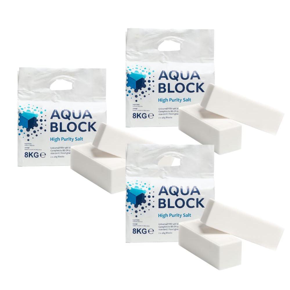 Peacock Salt Water Softener Salt Blocks | Grade A | Food Quality | High Purity | 3 x 8kg bags (6 Blocks) | Compatible with all 4kg Salt Block Water Softening Units including Harvey and Kinetico
