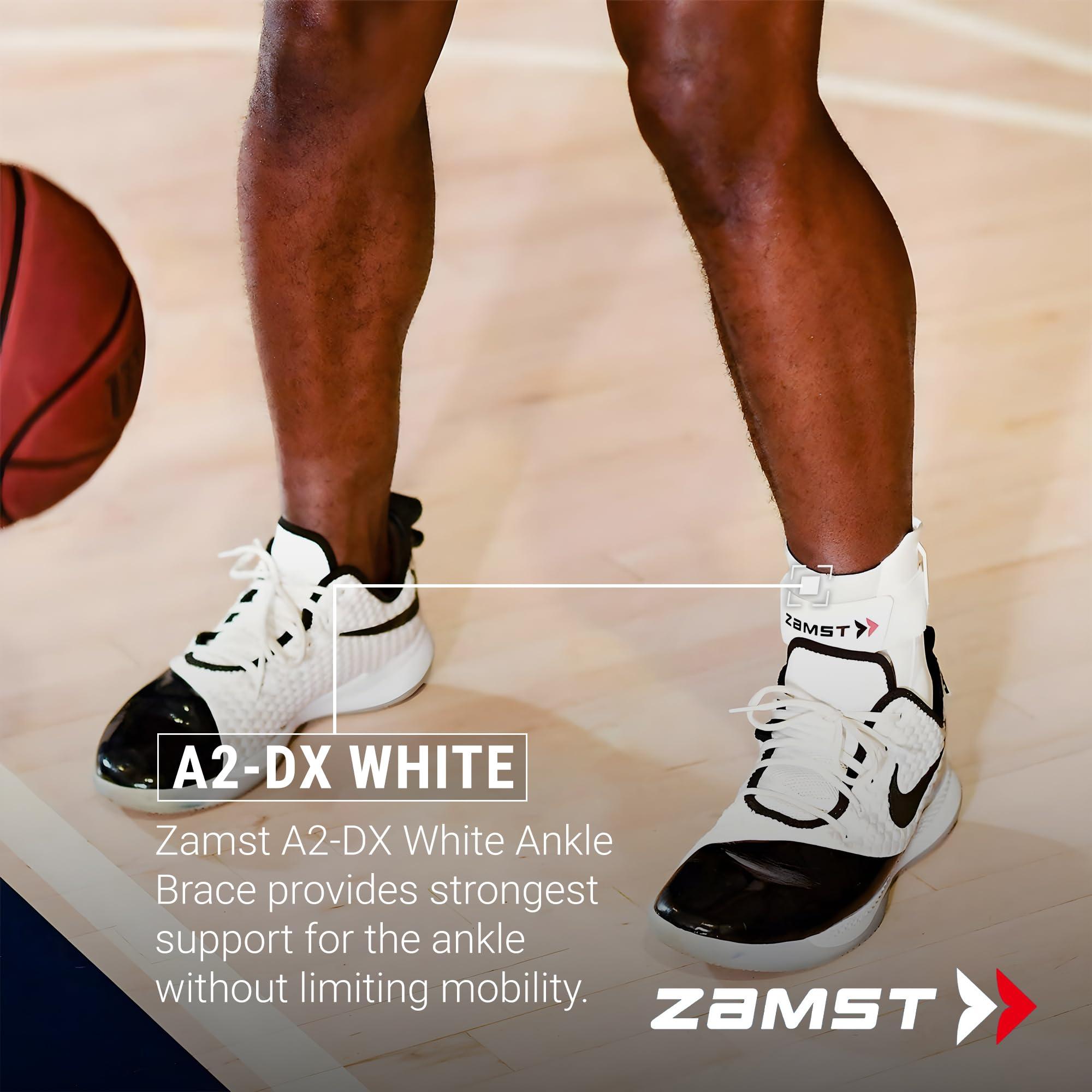 Zamst Zamst A2-DX White Ankle Brace for Sports - Breathable Sports Ankle Support for Men and Women with Guard Stabilisers for High-Grade Ankle Sprain - Left, XLarge