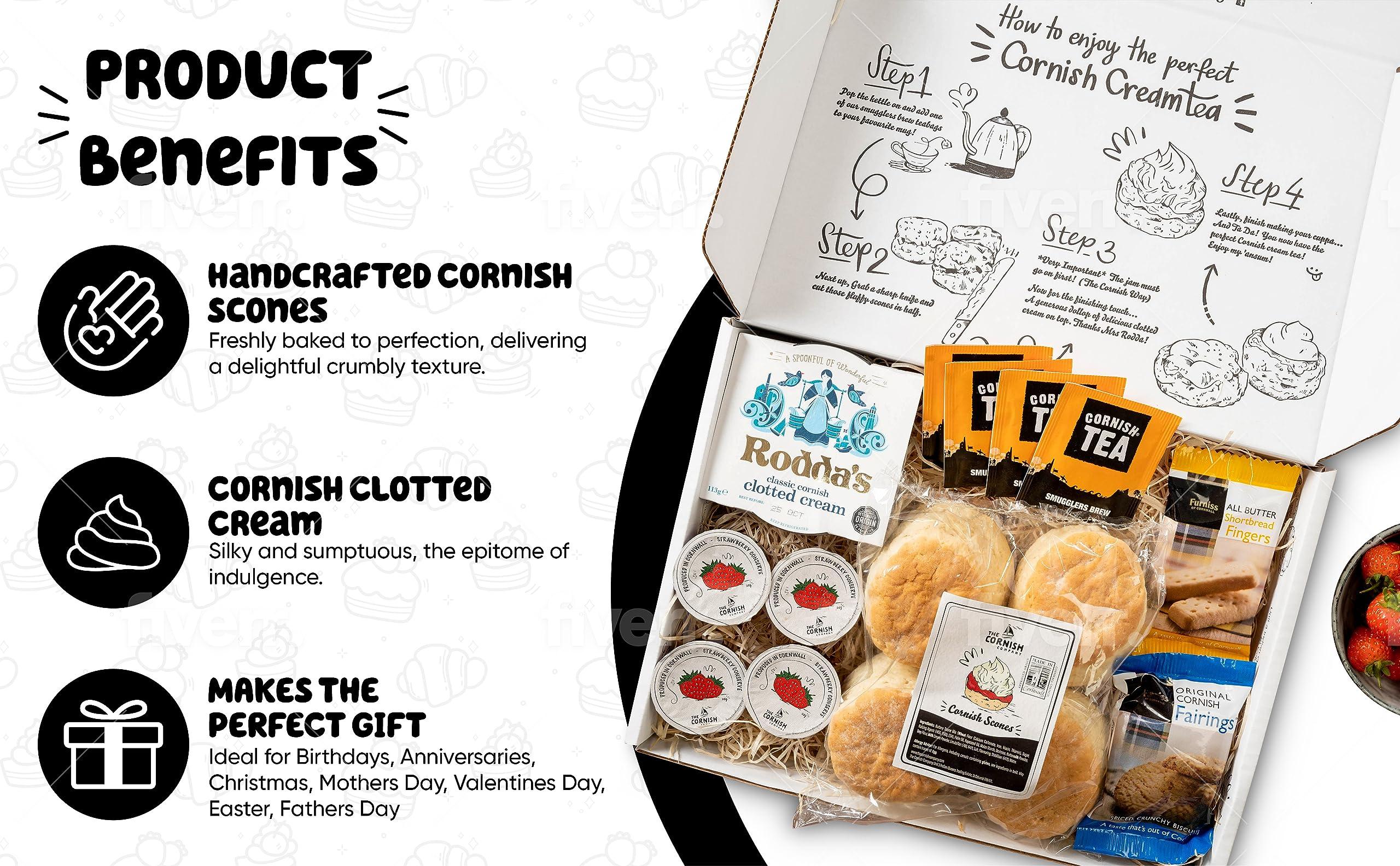 The Cornish Company The Cornish Company Afternoon Tea Hamper  Deluxe Tea Set Hamper Gifts for Women Includes Fresh Scones, Biscuits  Birthdays, Anniversaries & Special Occasions