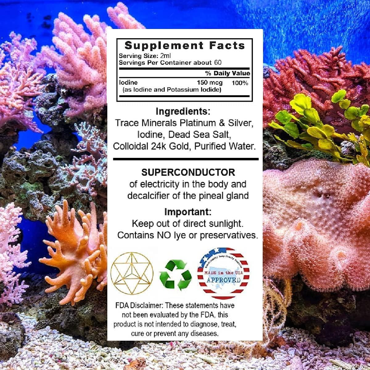 I Am Joy co. I Am Joy co. Ormus Ocean Nectar Monoatomic Gold with Iodine Designed to Decalcify The Pineal Gland, Support Thyroid and Increase Feelings of Alertness, Clarity of Thought and Energy 4oz