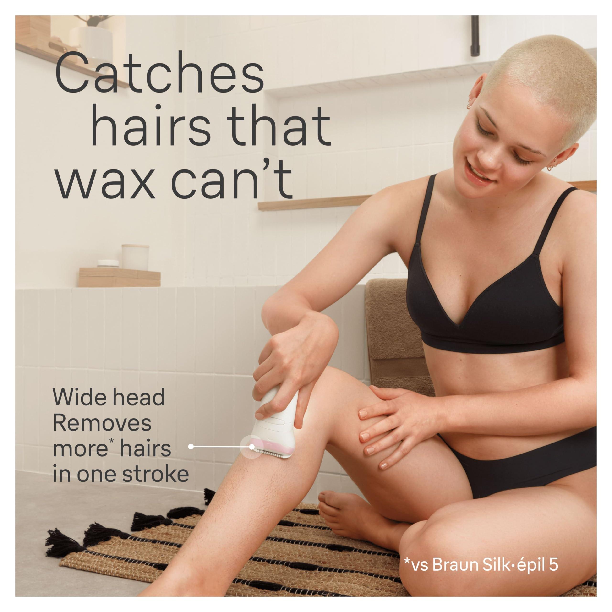 Braun Braun Silk-pil 7 Epilator with Wide Head for Easy Hair Removal, Braun Epilator for Women, Wet & Dry, Lasting Smooth Skin, Bikini Trimmer Women, 7-210, White/Flamingo