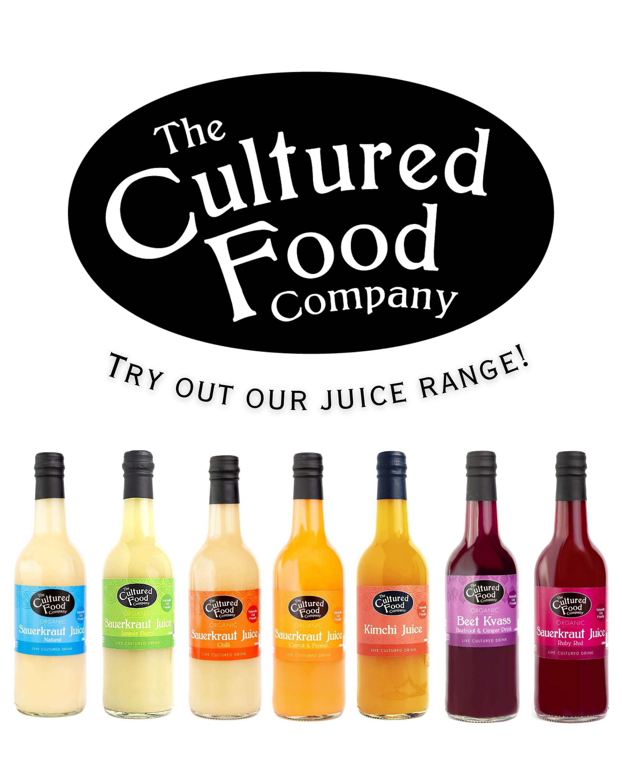 The Cultured Food Company The Cultured Food Company Organic Natural Sauerkraut Juice 2 x 500ml Unpasteurised Raw Fermented Cabbage Probiotic Drink for Gut Health Detox Juice No Preservatives Irish Made