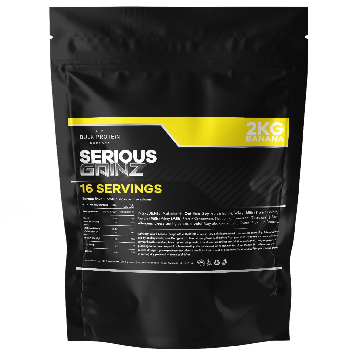 The Bulk Protein Company The Bulk Protein Company SERIOUS GAINZ 2kg - Whey Protein Powder - Weight Gain, Mass Gainer - 30g Protein Powders - Bulk Protein Company (Banana, 2kg)