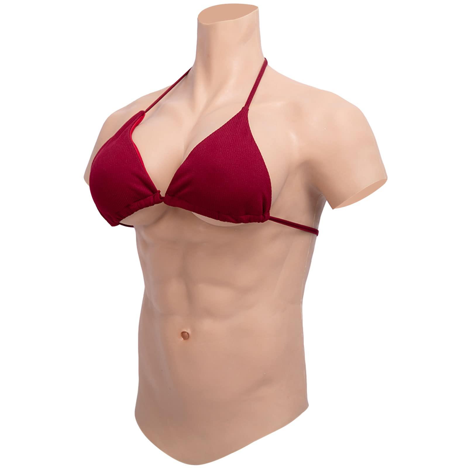 PROPFE PROPFE Silicone Muscle Suits Cosplay Costume Breastplate False Body Bodysuit Half Body Simulation Skin Boobs for Crossdresser
