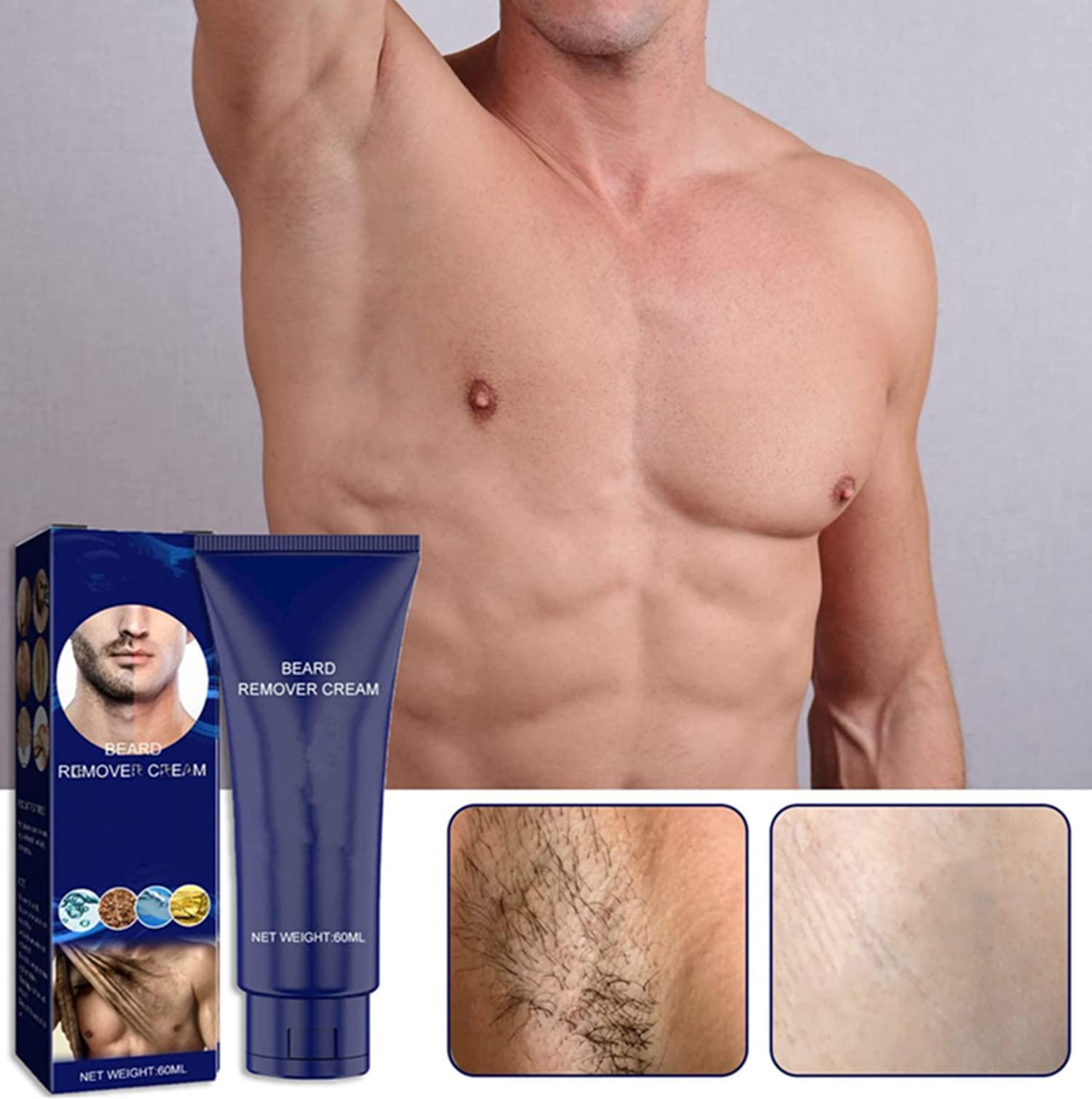 Bamideo Men Permanent Hair Beard Removal Cream Depilatory Paste Face,Men Hair Removal Cream,Permanent Hair Removal Cream, Natural Soft Painless Beard Remover Cream - Suitable for Face,Legs,Arms (2pcs)
