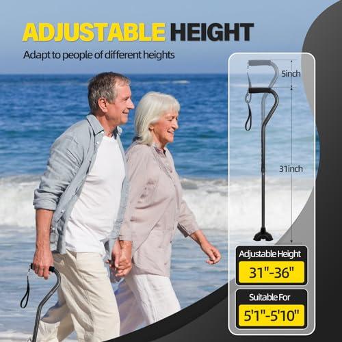 BeneCane BeneCane Walking Cane Adjustable Cane with Offset Soft Cushioned Handle for Men & Women Lightweight Comfortable Extra Stability Base Mobility Aid for Men Women and Seniors