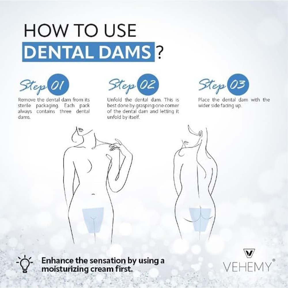 Vehemy Vehemy Dental Dams 3-Pack, Latex-Free Oral Dams, Hypoallergenic Oral Barrier, Free of Flavors and Toxic Materials, Lightweight for Optimal Sensation, Designed for Your Safety (3)