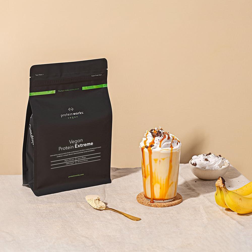 Protein Works Protein Works - Vegan Protein Extreme , Added Vitamin Blend , Vegan Protein Powder , Plant Based Protein Shake , 28 Servings , Salted Caramel Bandit , 1kg