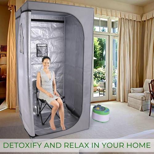 SereneLife SereneLife Portable Sauna, Full Size Infrared Home Spa, indoor sauna tent, steam room, home sauna tent, steam sauna tent, One Person Sauna box for home, with Free Heating Foot Pad and Portable Chair