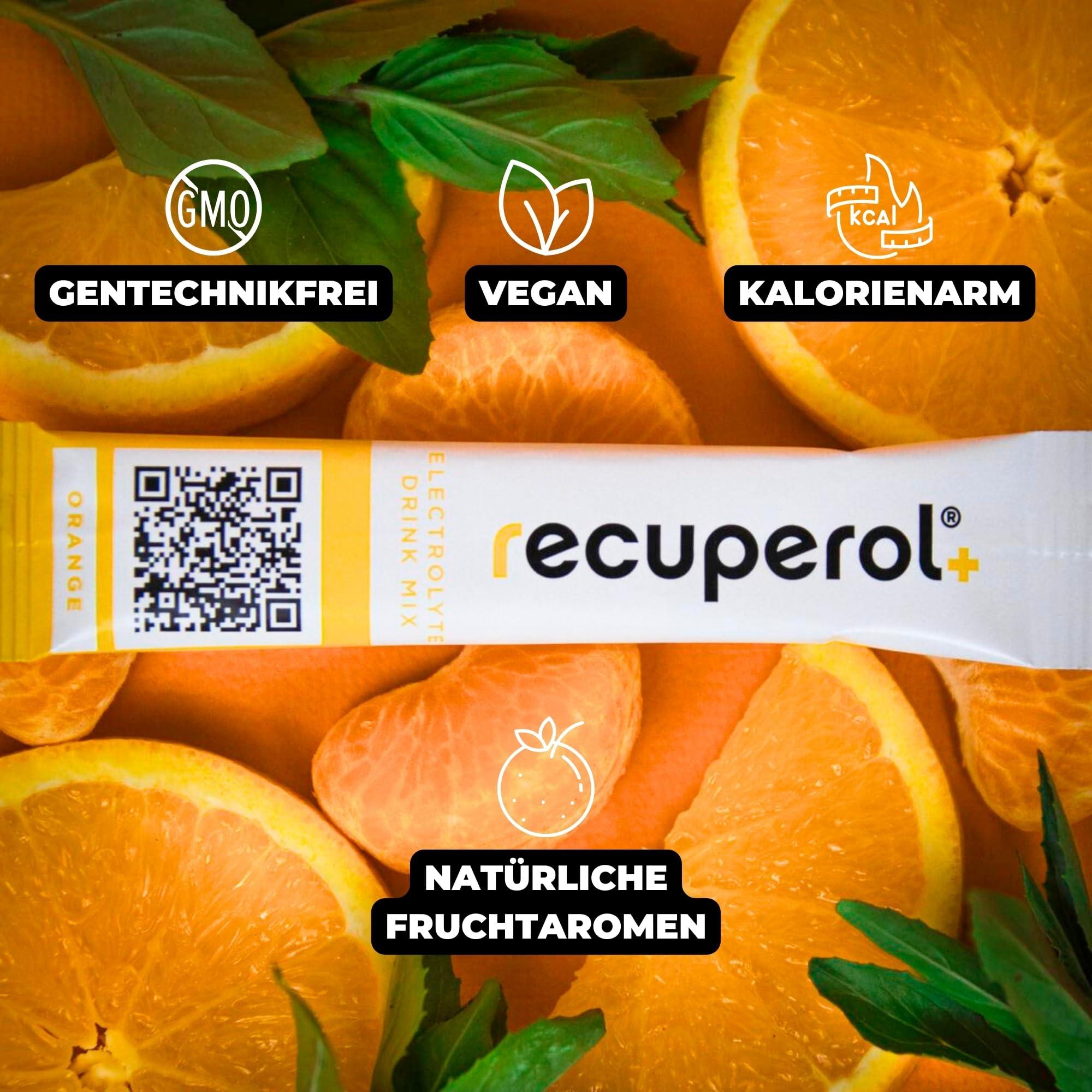 Recuperol Recuperol Electrolytes Sachets | Electrolytes Powder for Rehydration | 20 Sachets | Sugar-Free Hydration Powder | Zinc, Vitamin C, B12, D3, Potassium | Natural Orange Flavour