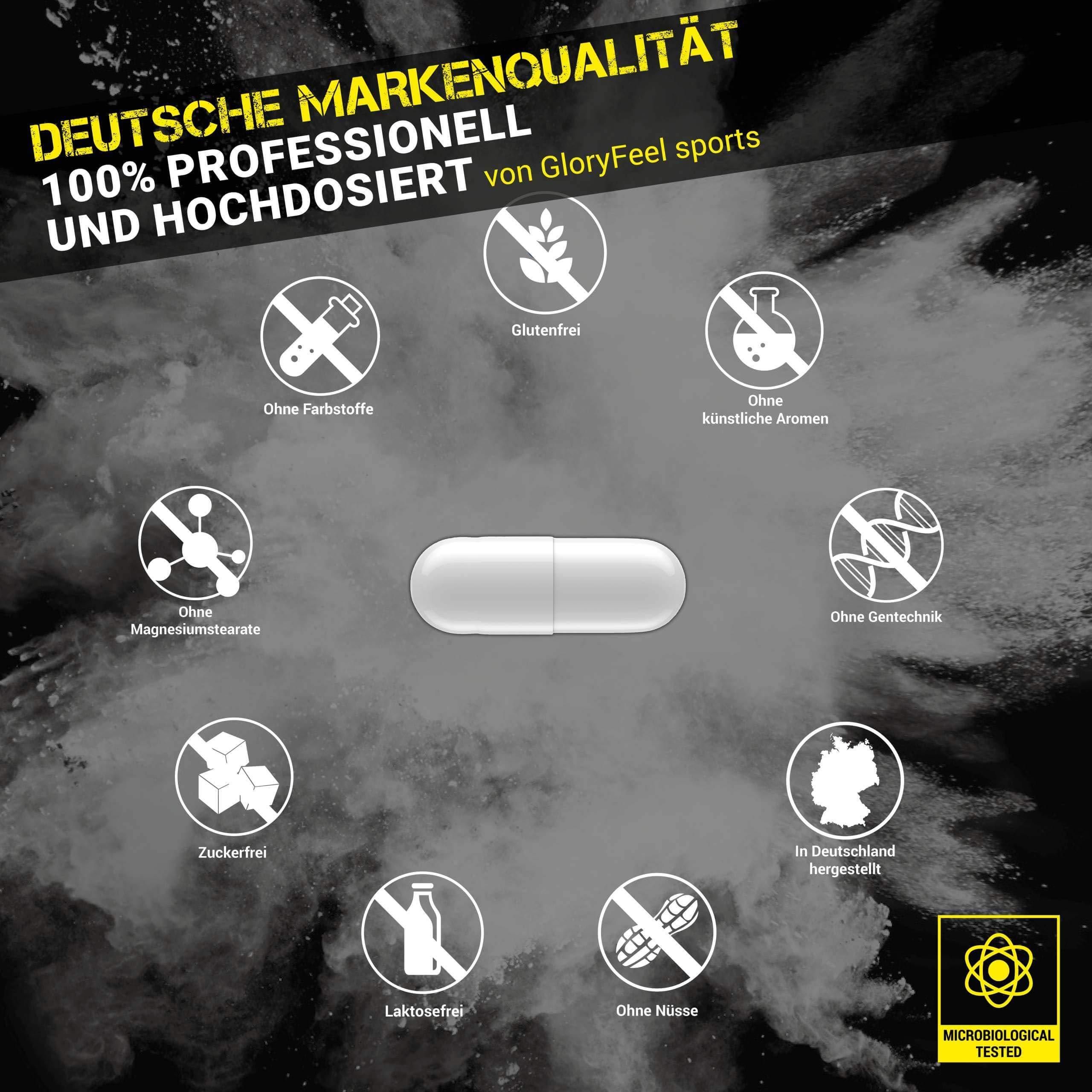 Gloryfeel BCAA 330 Capsules - Essential Amino Acids Leucine, Valine and Isoleucine Plus Vitamin B6 - Laboratory Tested and Made in Germany Without additives