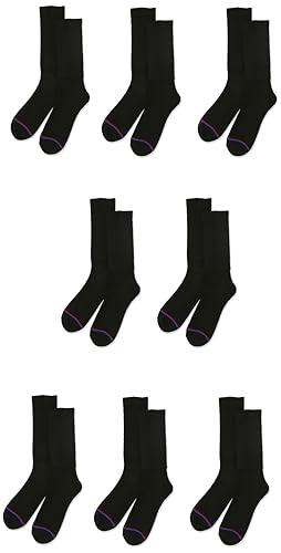 MediPeds MediPeds Men's 8 Pack Diabetic Extra Wide Crew Socks, Black, Shoe Size: 9-12