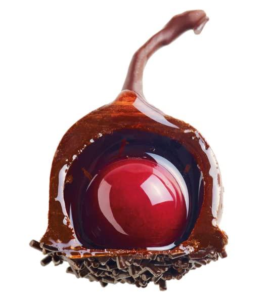 Duva, packed by The Chocolate Shop Cerisettes Whole Cherry in Brandy Covered in Dark Chocolate 12-13 Chocolates 200g
