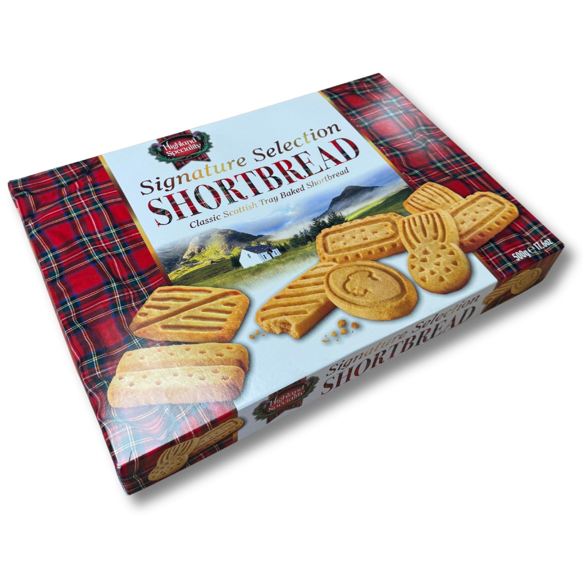 Funtasy Gifts Highland Speciality Signature Shortbread Selection 500g - Luxury Scottish Shortbread - Traditional Christmas Biscuit Gift - Product of Scotland
