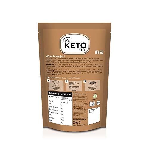 Keto Chef Keto Chef Thick Instant Udon Noodles - Konjac Vegan Noodle, Zero Fat, Sugar & Carb, Shirataki, Made from Free-from Flour, Healthy Low Calorie Food, Ready to Eat | Pack of 12 (270g)