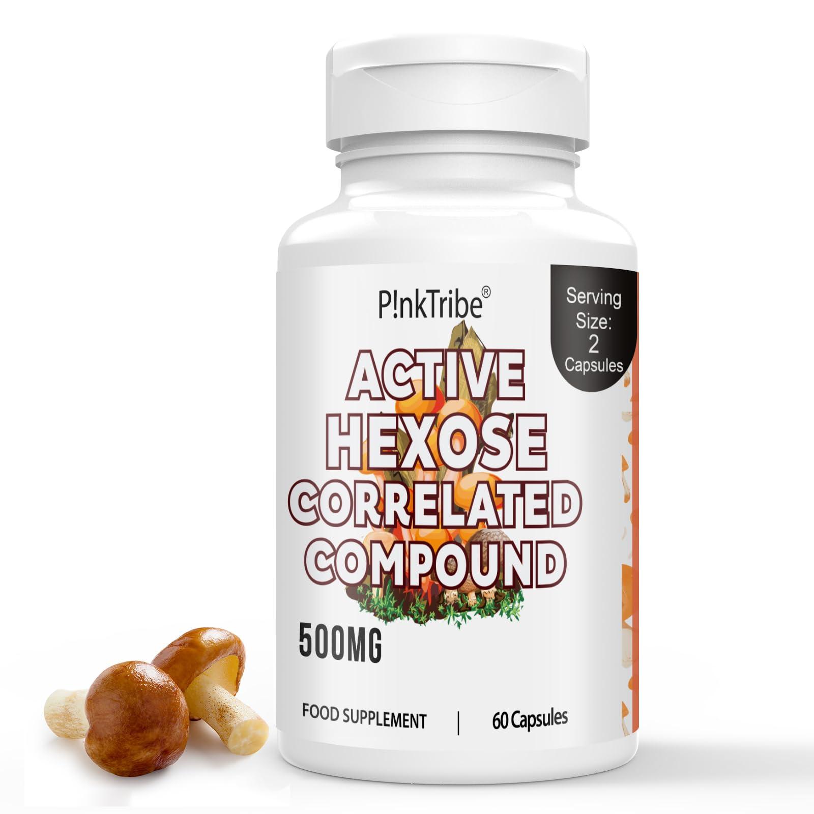 P!nkTribe Active Hexose Correlated Compound 500mg - Supports Immune Health, Liver Function & T-Cell/Natural Killer Cell Activity - 60 Veggie Capsules (Pack of 1)