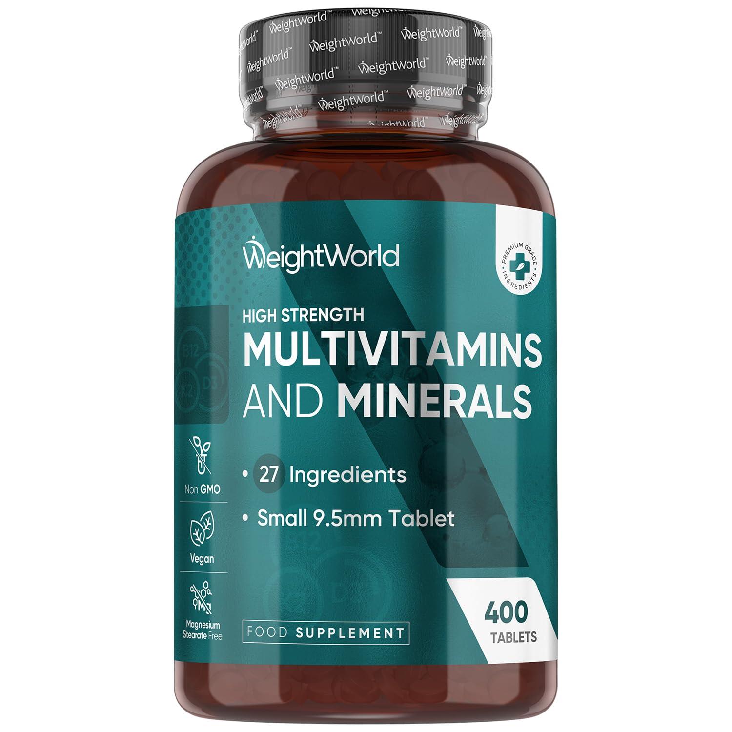 WeightWorld Multivitamin Tablets for Men & Women with 27 Active Multivitamins & Minerals Like Iron, Zinc, & Vitamin D - Peppermint Flavour 400 Micro Tablets - Vegan Multivitamins Nutritional Supplement