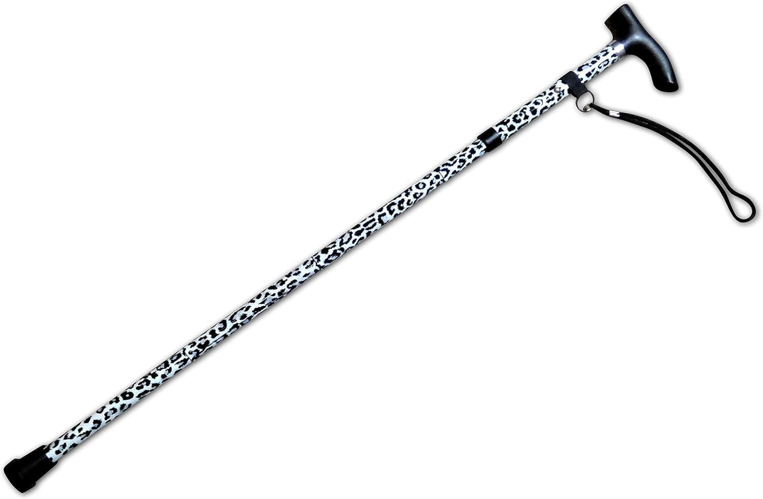 LIFE Life Healthcare Walking Stick for Women, for Elderly Or Disabled, Folding Adjustable Height, Right Or Left Handed, Non-Slip Rubber Tip, Wrist Strap, Lightweight (Black Leopard)
