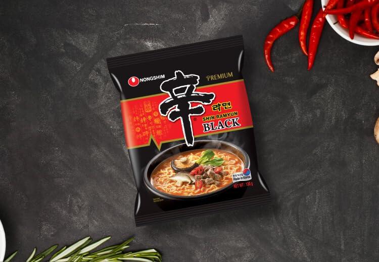 Nongshim Nongshim Shin Ramyun Black 130g Halal - Premium Ramen - Korean Spicy Instant Noodle (20, Shin Ramyun Black 130g)