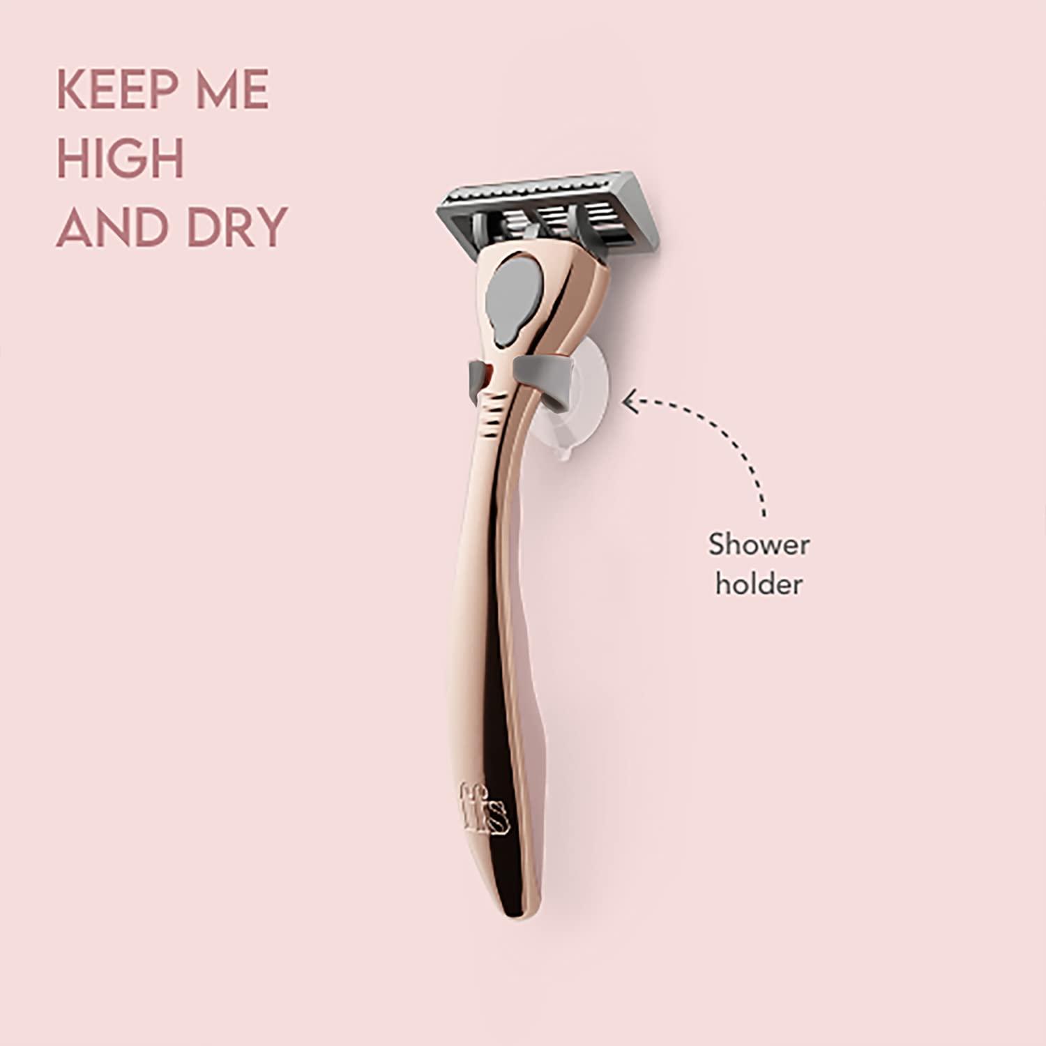 FFS FFS Beauty Shaving Essentials - Premium Razor, Diamond-coated Titanium 6-Blade Cartridge & Shower Holder