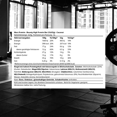 BOUNTY Bounty Hi Protein Bar (12 x 52g), High Protein Energy Snack with Milk Chocolate and Coconut, 18g Protein