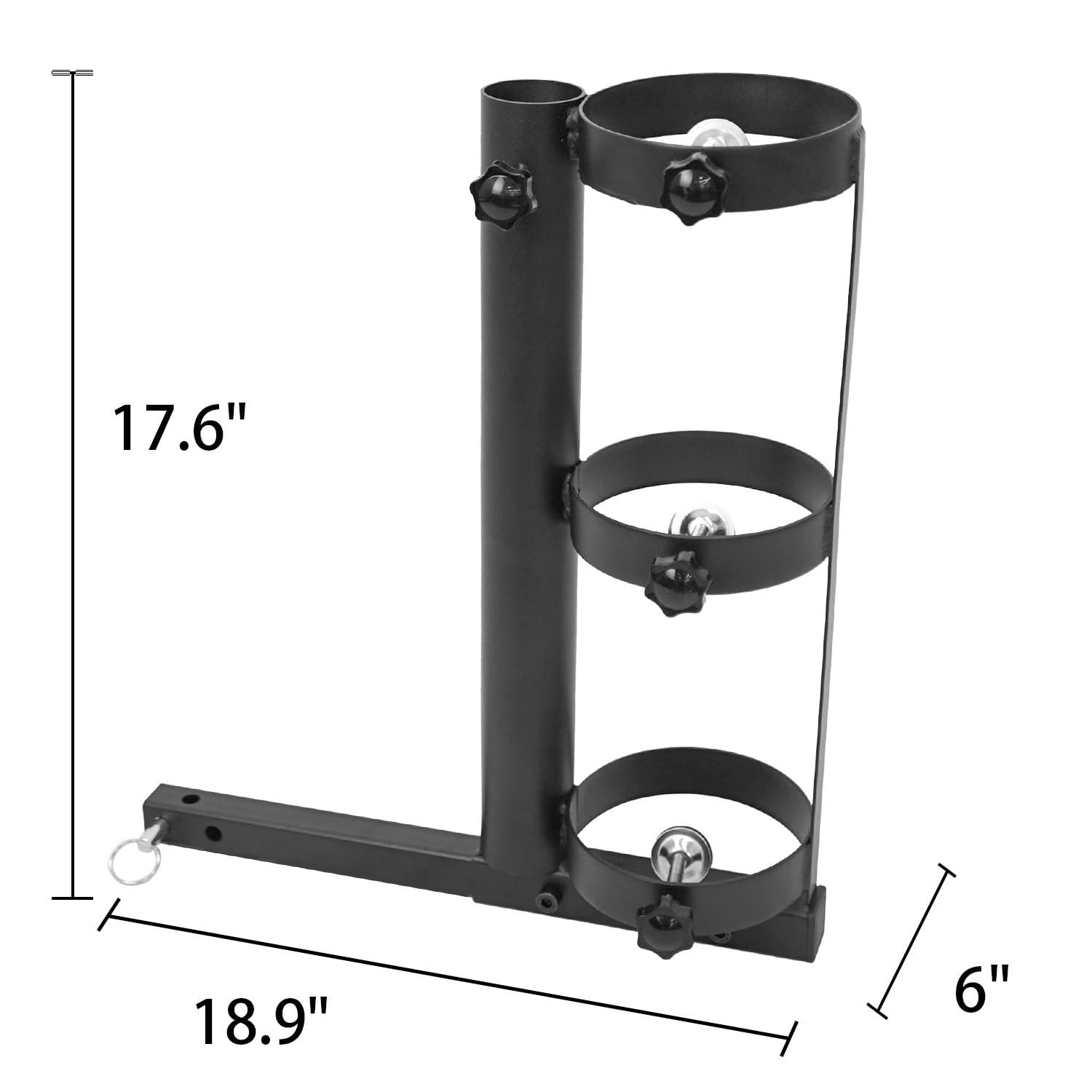 BERPET BERPET Oxygen Tank Holder Cane Holder 2-in-1, Mobility Scooter Electric Wheelchair Accessories, Suitable for Scooters & Power Chairs Equipped with 1" X 1" Hitch Receiver, 18.9" x 6" x 17.6"