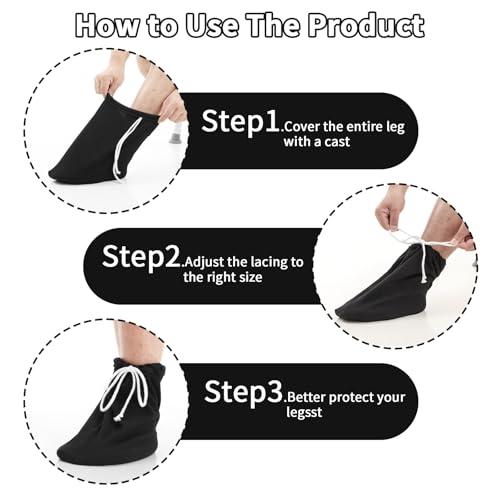 Prasacco Prasacco Cast Sock Cover for Foot, Cast Toe Cover Socks Leg Cast Cover Below the Knee Adjustable Drawstring Cast Protector Washable Cast Sleeve for Men Women Foot Leg Ankle Proof, Black
