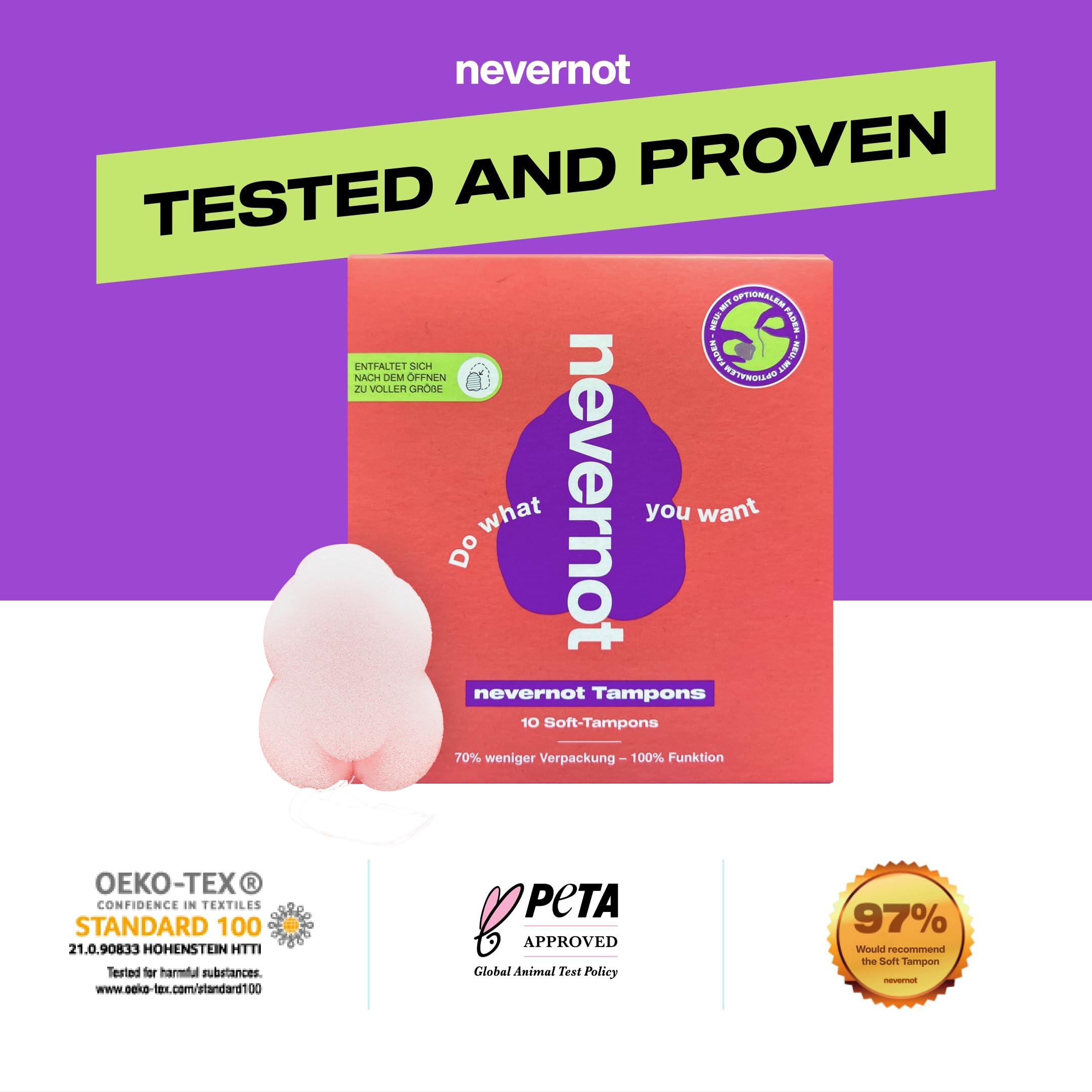NeverNot nevernot Soft Tampons: Comfortable & Discreet Menstrual Sponge, Innovative Cloud Design with Optional Thread, Ideal for Sports, Swimming, Sauna, Pocket-Friendly and Easy to Remove, Pack of 150