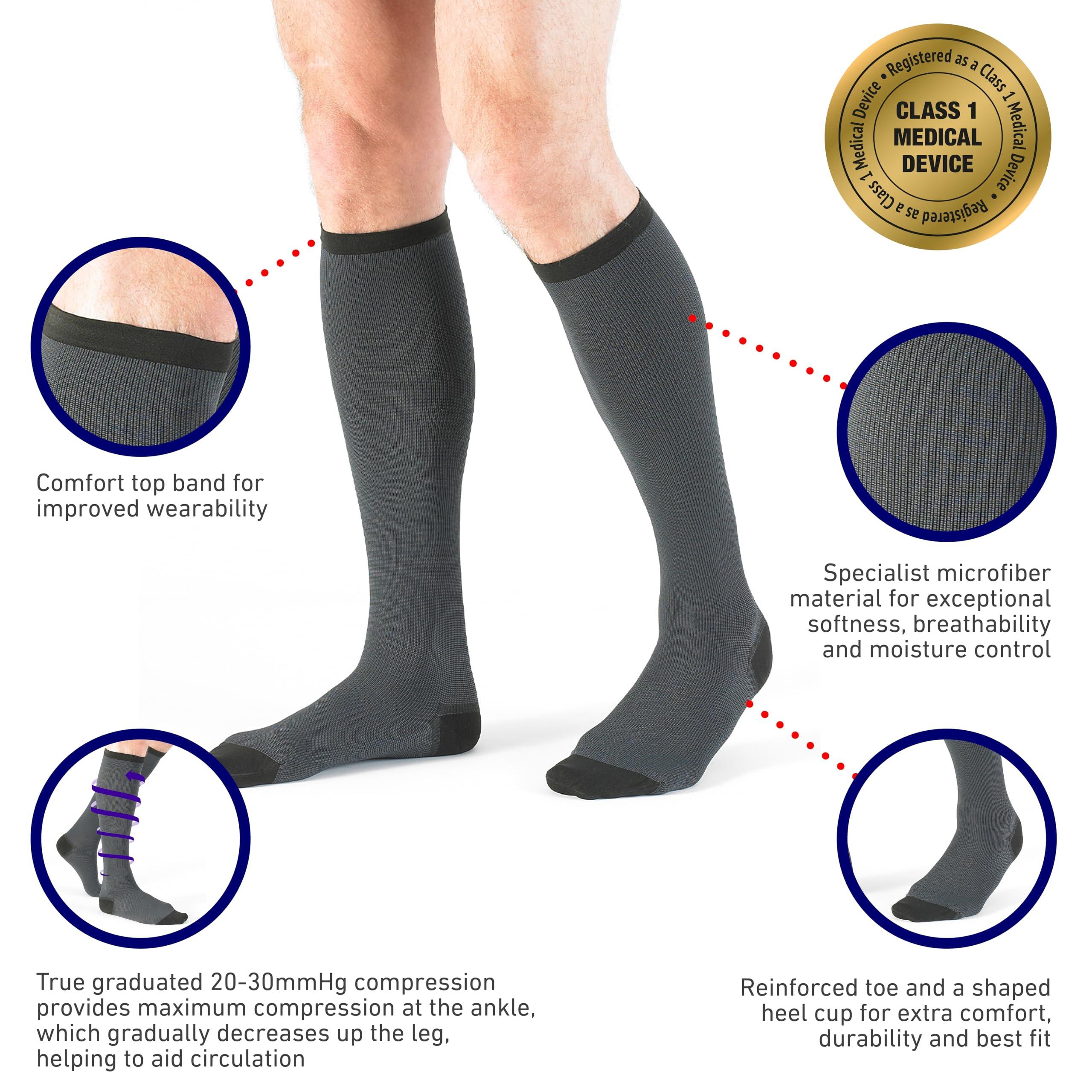 Neo-G Neo G Therapeutic Compression Socks Men 20-30 mmhg knee high - for spider or varicose veins, swollen legs, feet, ankles, treating mild edema. Mens compression socks for swelling - Black - M