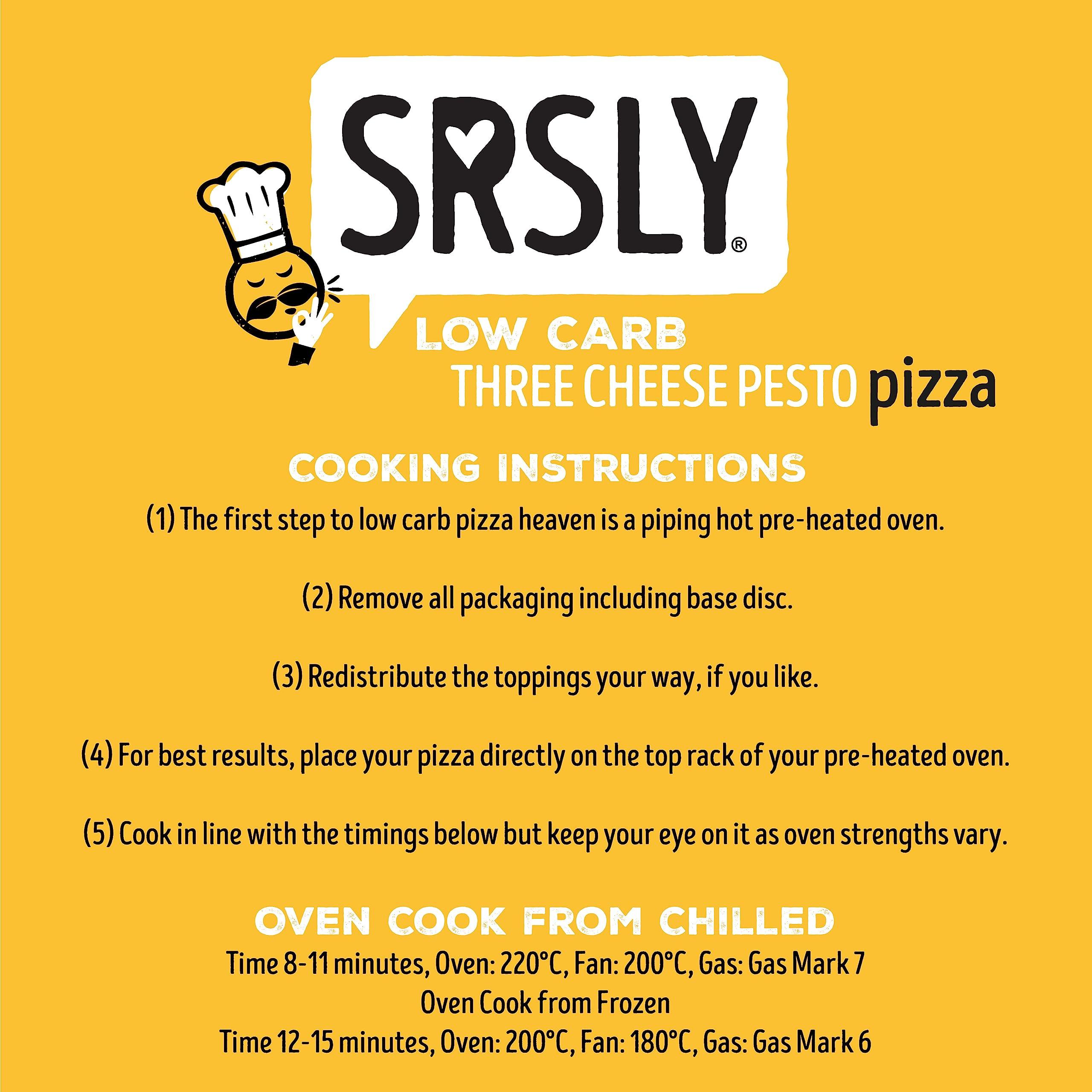 Keeto SRSLY Low Carb Pizzas | 9 Inch | Multipack of 3, 6 or 9 | Keto | Low Carb | Low Sugar | High Protein | No Compromise (Three Cheese & Pesto, x6 Pizza's)